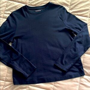 Boden Navy Long Sleeve Cotton T-Shirt